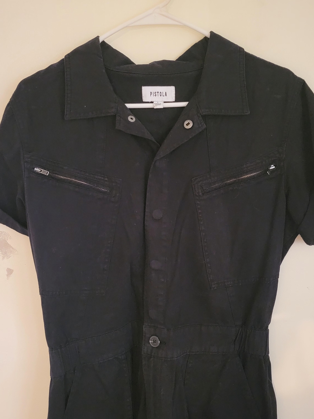 pistola Black Short-Sleeve Utility Jumpsuit